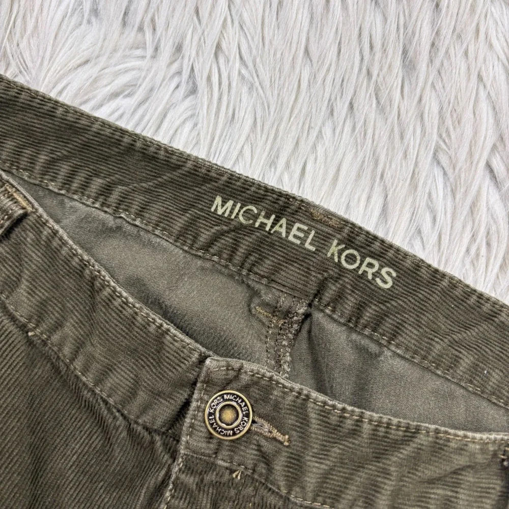 Michael Kors Women's 14P Olive Green Straight‎ Leg Corduroy Pants